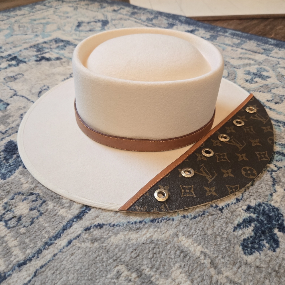 Luxury Cream and Brown Designer Hat